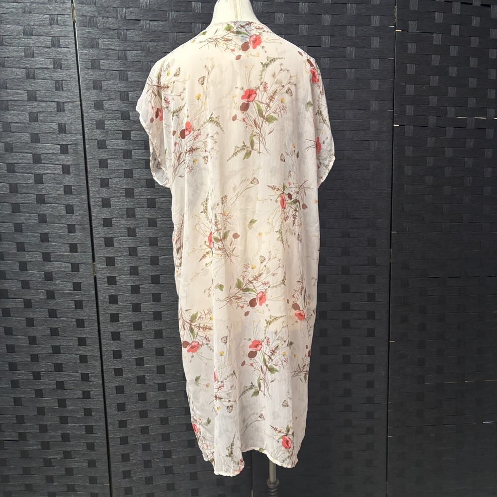 Bobeau Floral Print Kimono Cardigan Lightweight Duster Women' M - Picture 4 of 7